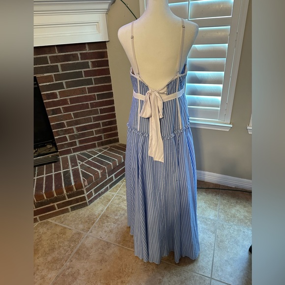 FAME AND PARTNERS MORROW STRIPE CORSET GOWN IN PALE BLUE/ WHITE STRIPE - Picture 4 of 5